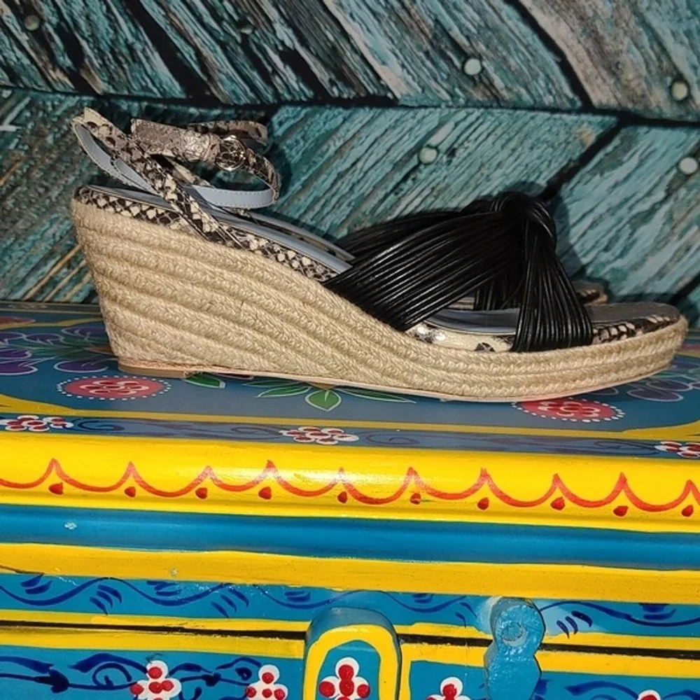 Boho Quiet Luxury Snake Espadrille Wedge Sandals‎ Frances Valentine NIB 10